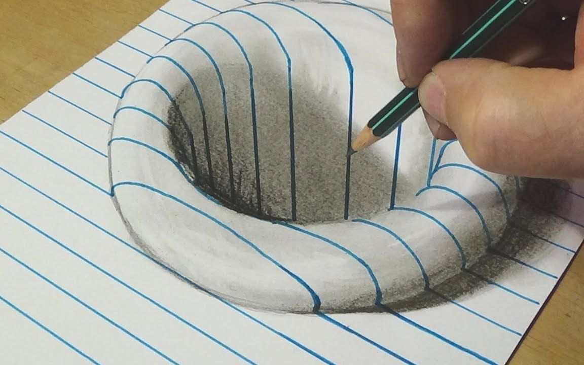 3D素描梯子的画法，3d素描画 立体画梯子