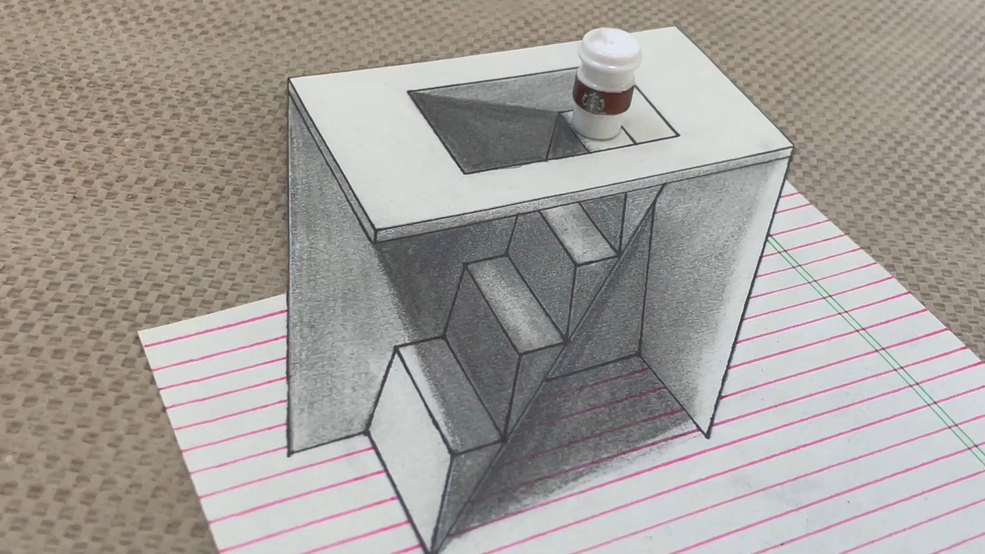 三维立体梯子画法，超简单的3d立体梯子画,保证你一学就会